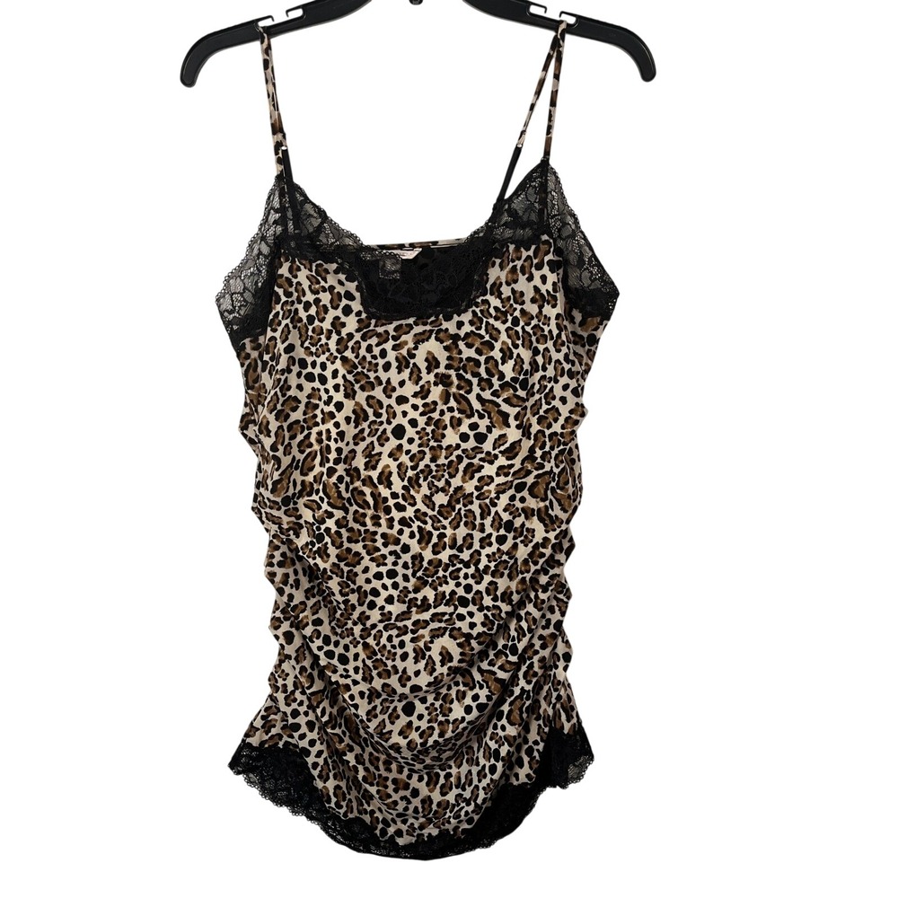 Victoria's Secret Cami Top Women Large Leopard Print Lace Trim Y2K Sexy Chic